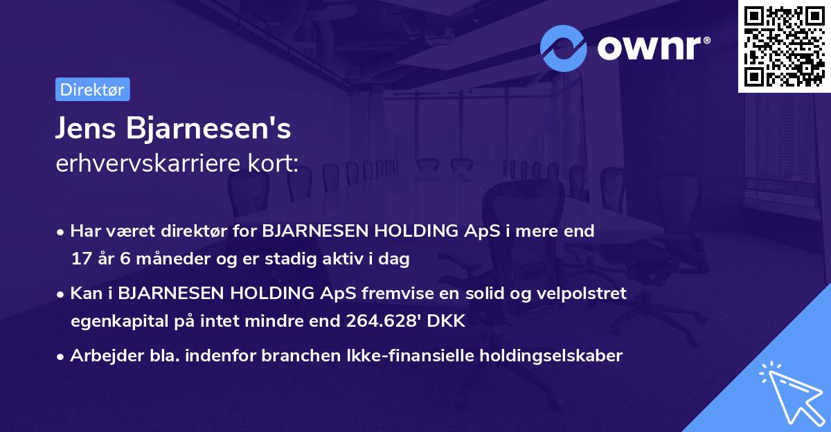Jens Bjarnesen's erhvervskarriere kort