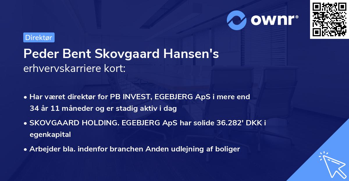 Peder Bent Skovgaard Hansen's erhvervskarriere kort