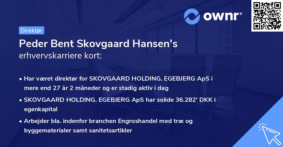 Peder Bent Skovgaard Hansen's erhvervskarriere kort