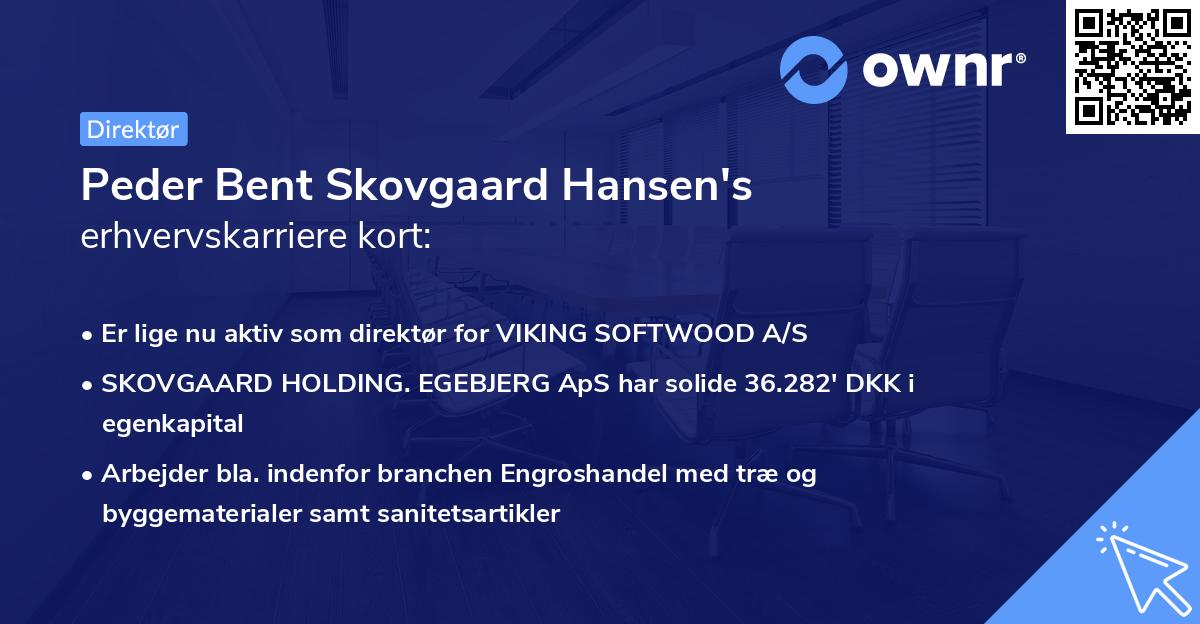 Peder Bent Skovgaard Hansen's erhvervskarriere kort