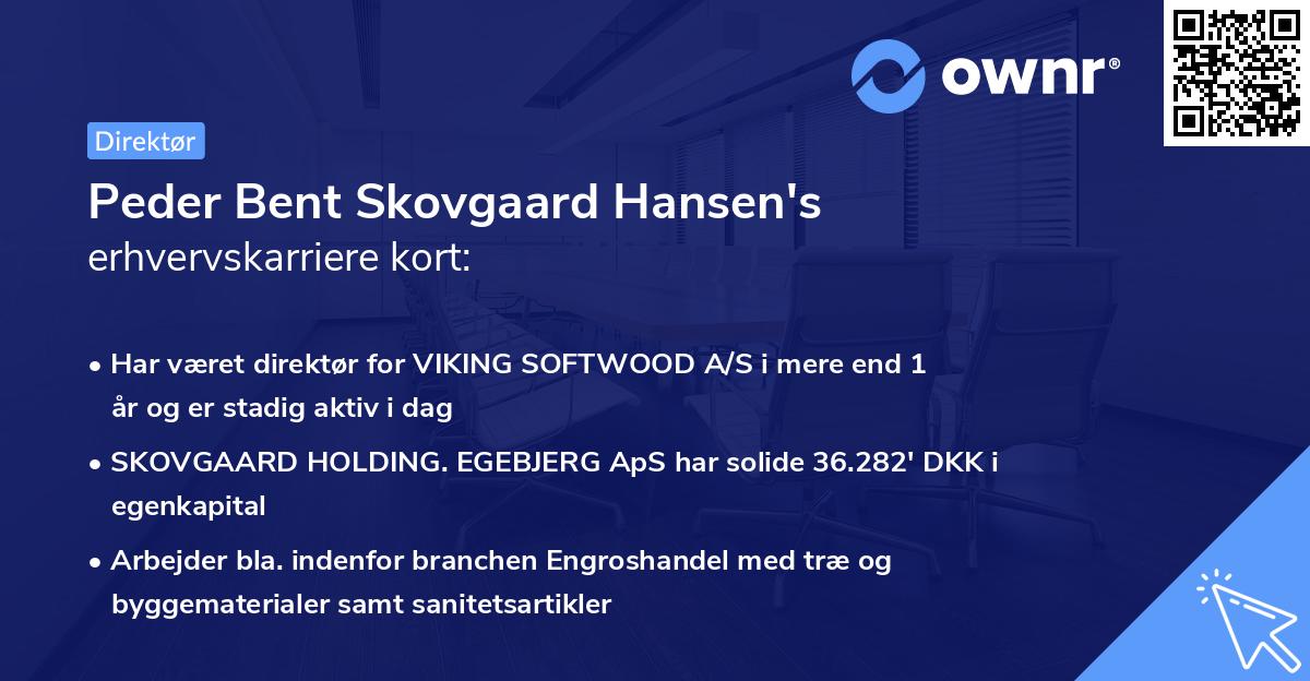 Peder Bent Skovgaard Hansen's erhvervskarriere kort