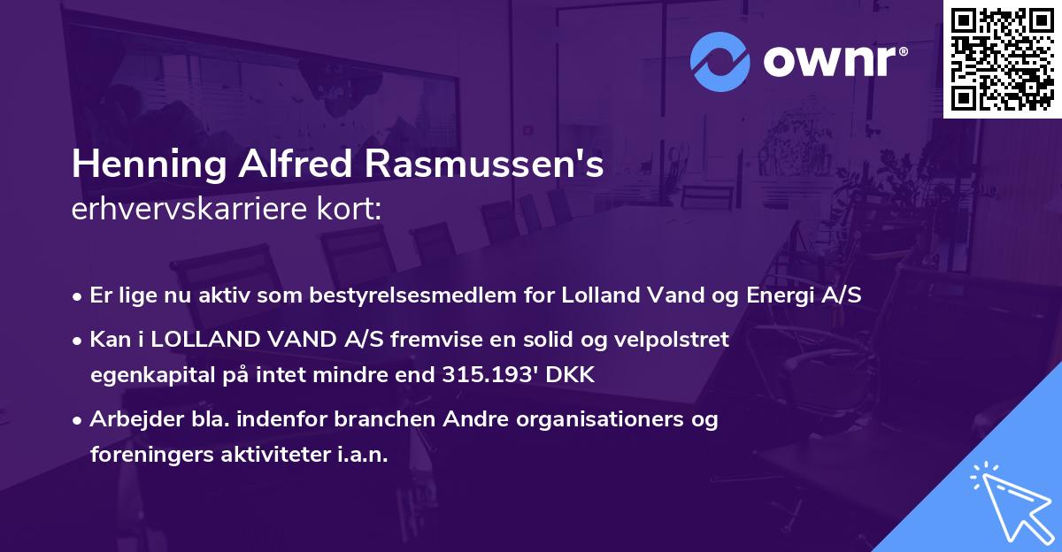 Henning Alfred Rasmussen's erhvervskarriere kort