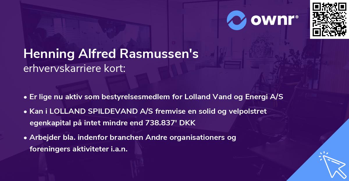Henning Alfred Rasmussen's erhvervskarriere kort