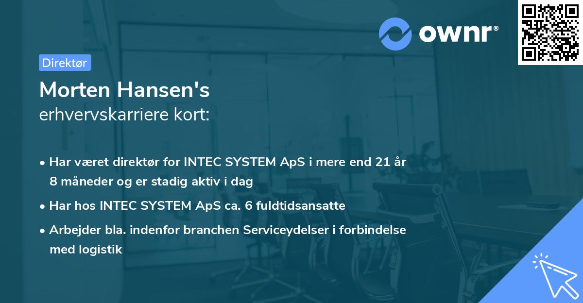 Morten Hansen's erhvervskarriere kort