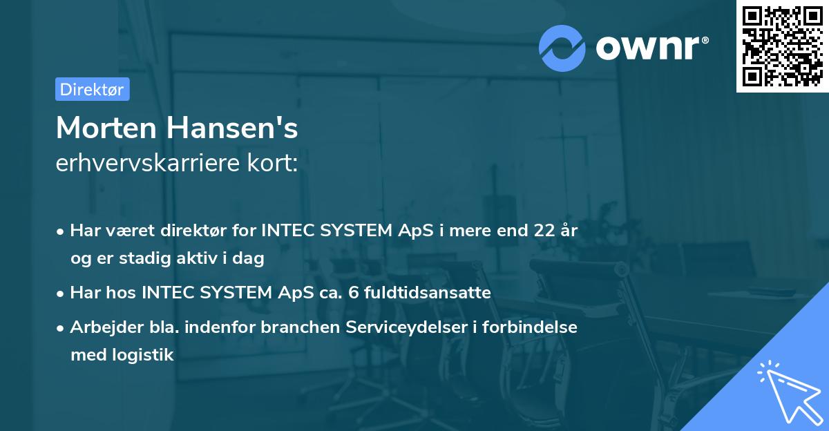 Morten Hansen's erhvervskarriere kort