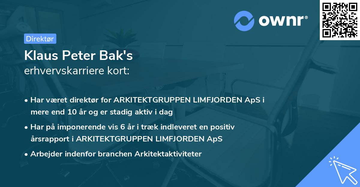 Klaus Peter Bak's erhvervskarriere kort
