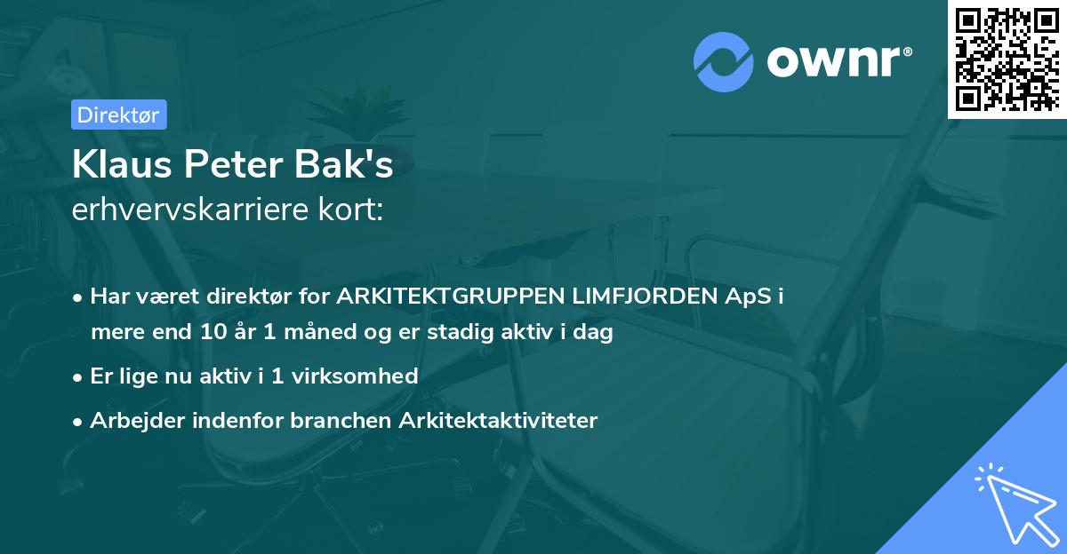 Klaus Peter Bak's erhvervskarriere kort