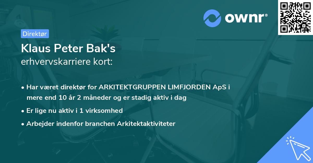 Klaus Peter Bak's erhvervskarriere kort