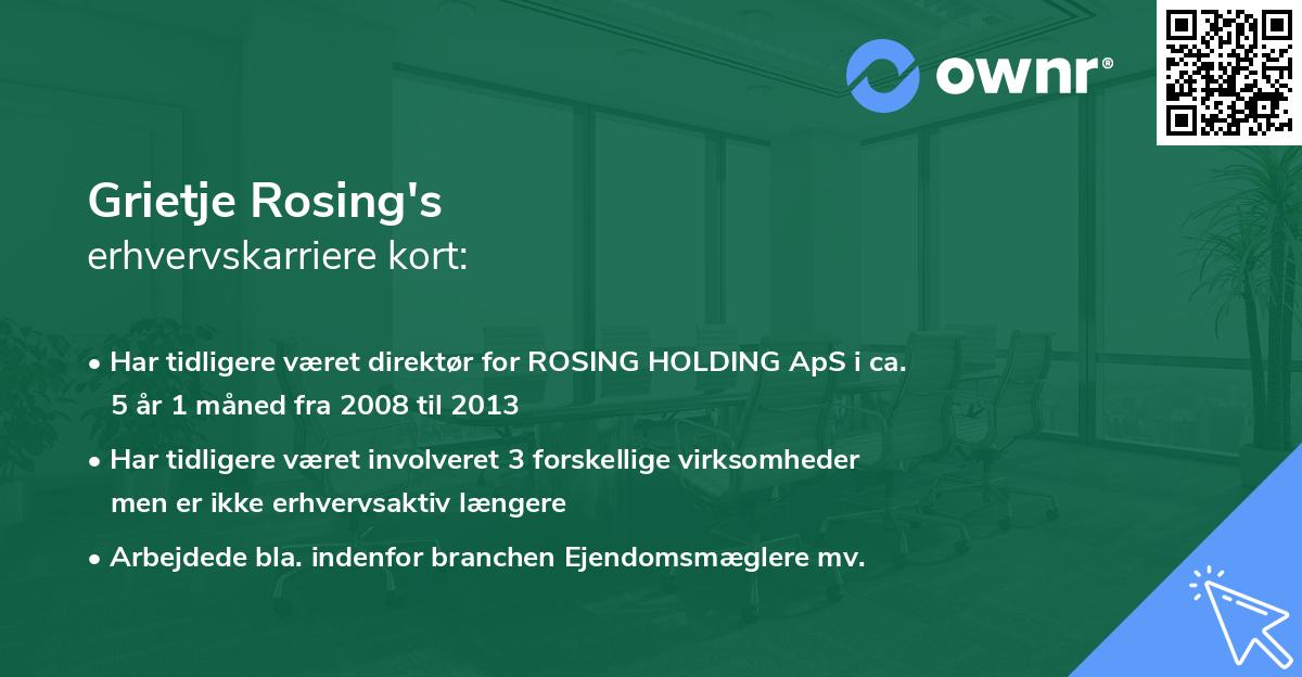 Grietje Rosing's erhvervskarriere kort