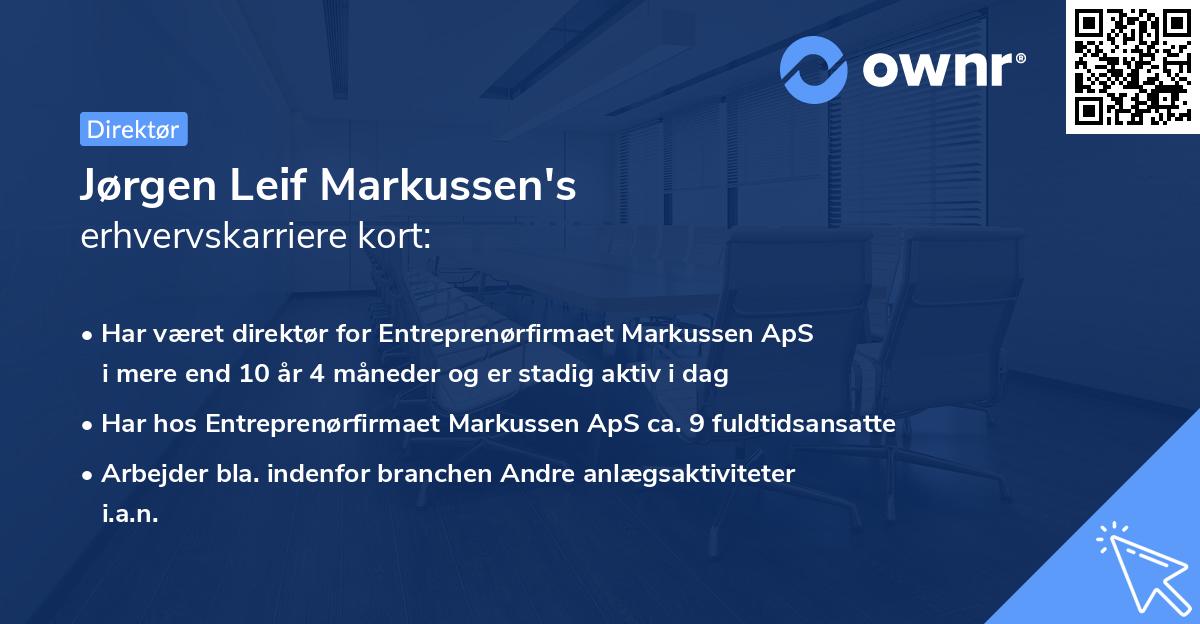 Jørgen Leif Markussen's erhvervskarriere kort