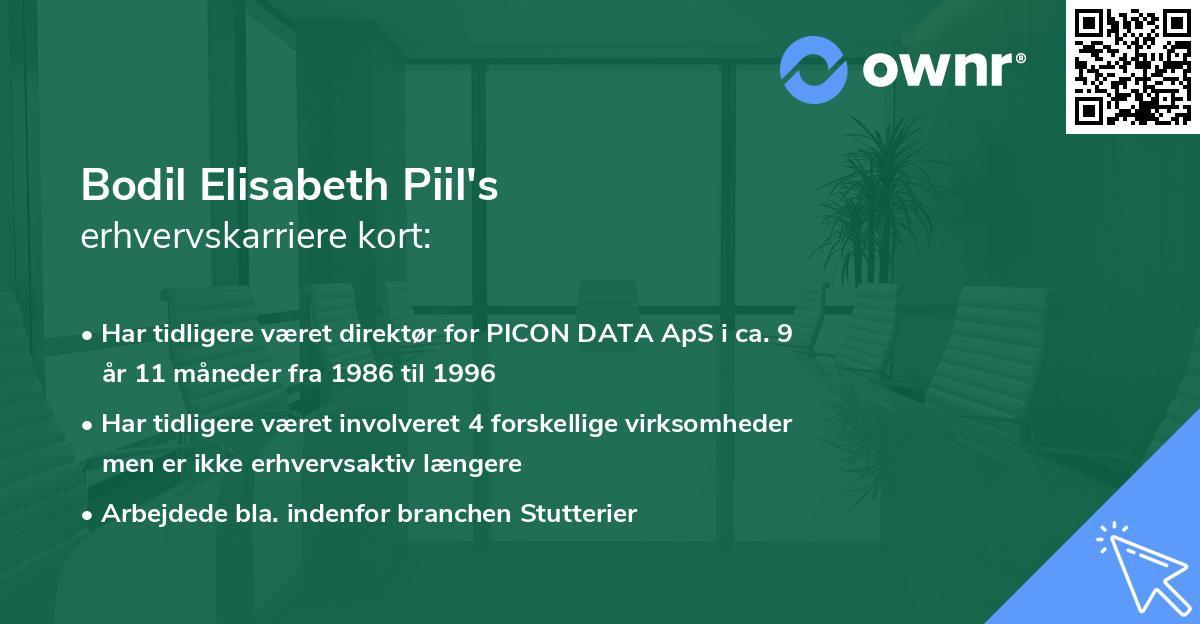 Bodil Elisabeth Piil's erhvervskarriere kort