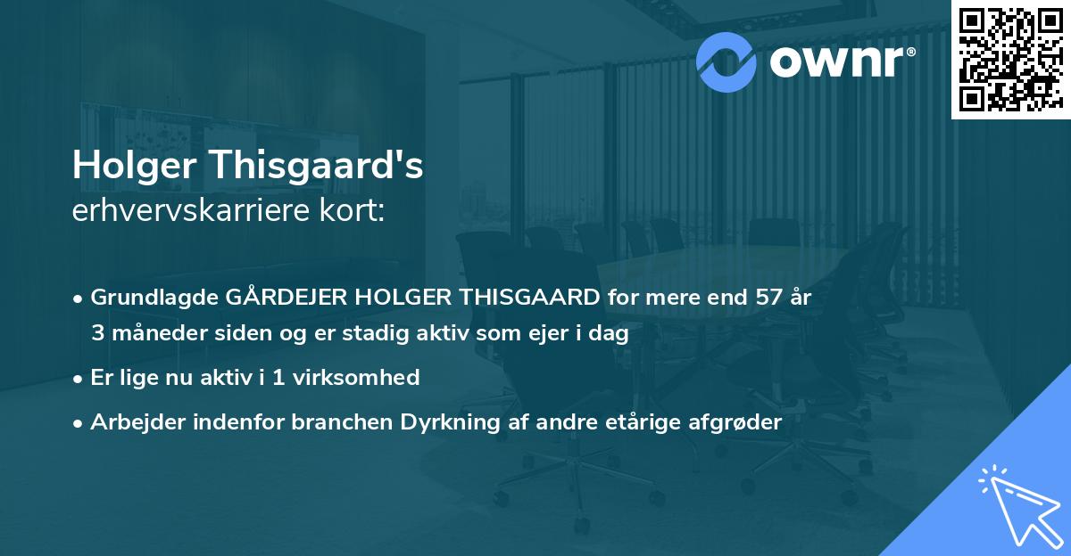 Holger Thisgaard's erhvervskarriere kort