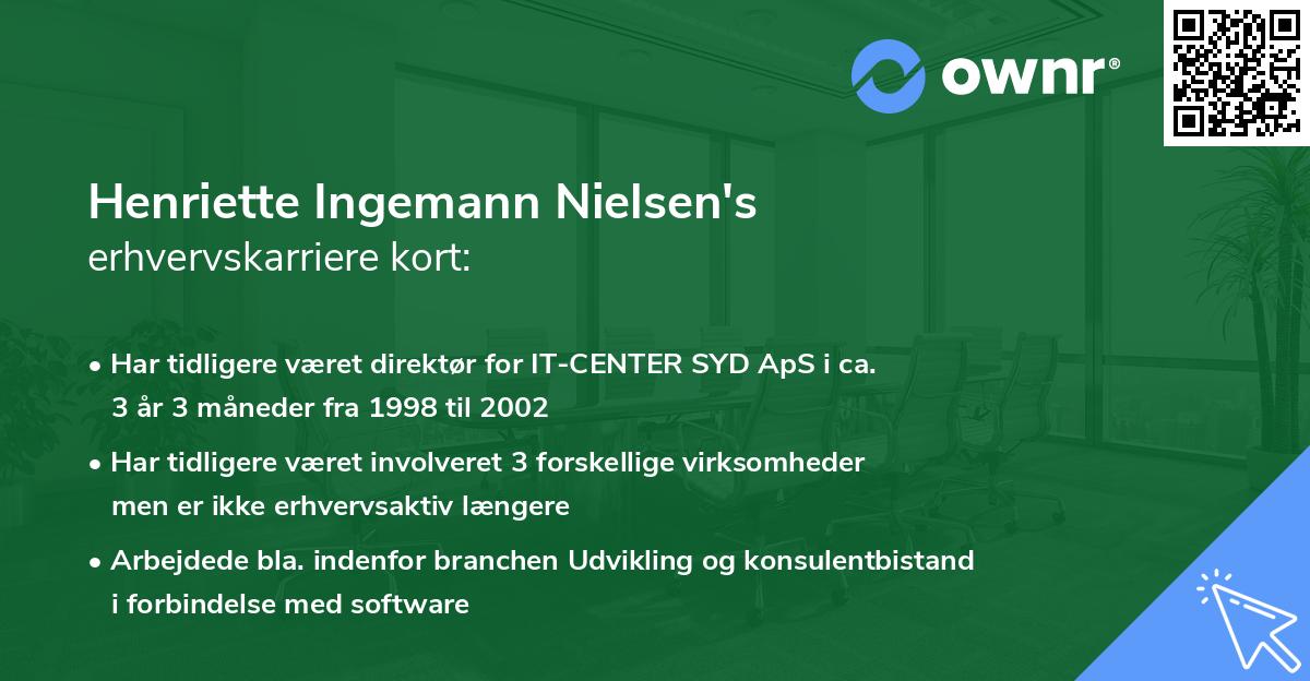 Henriette Ingemann Nielsen's erhvervskarriere kort
