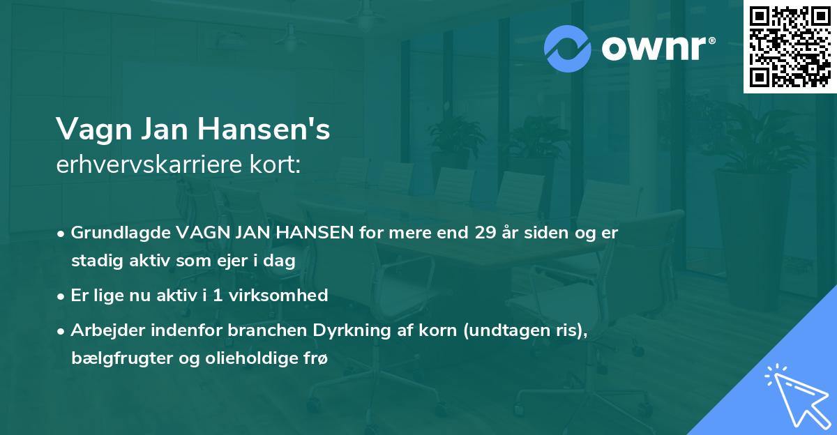 Vagn Jan Hansen's erhvervskarriere kort