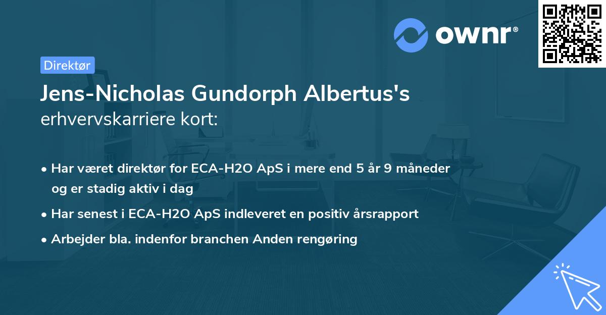 Jens-Nicholas Gundorph Albertus's erhvervskarriere kort