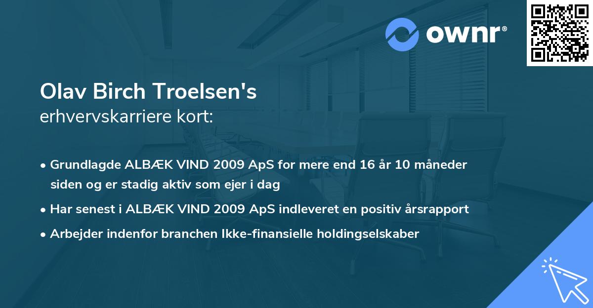 Olav Birch Troelsen's erhvervskarriere kort