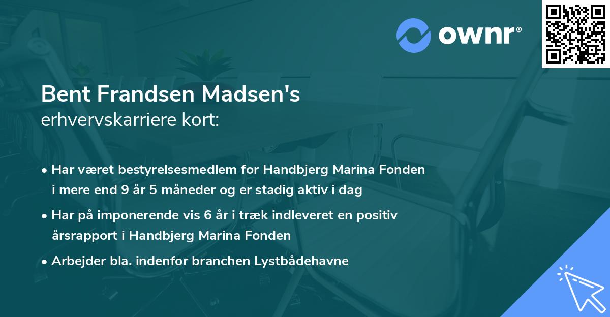 Bent Frandsen Madsen's erhvervskarriere kort
