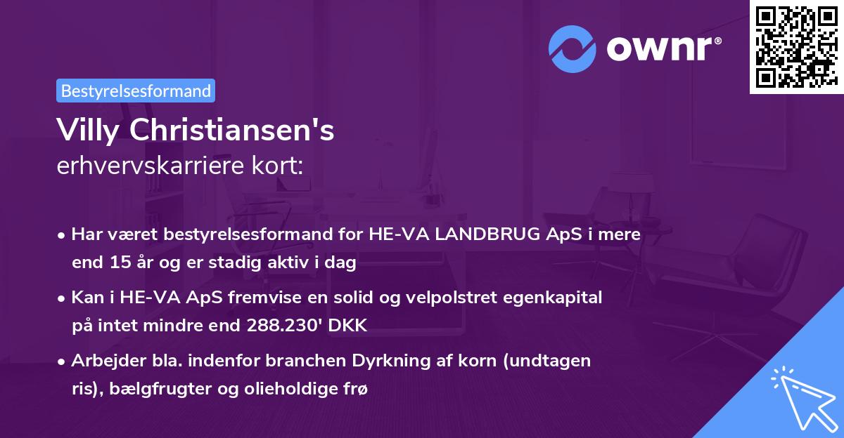 Villy Christiansen's erhvervskarriere kort