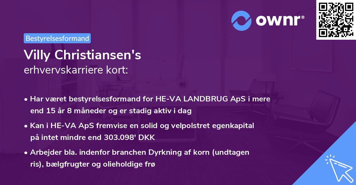 Villy Christiansen's erhvervskarriere kort