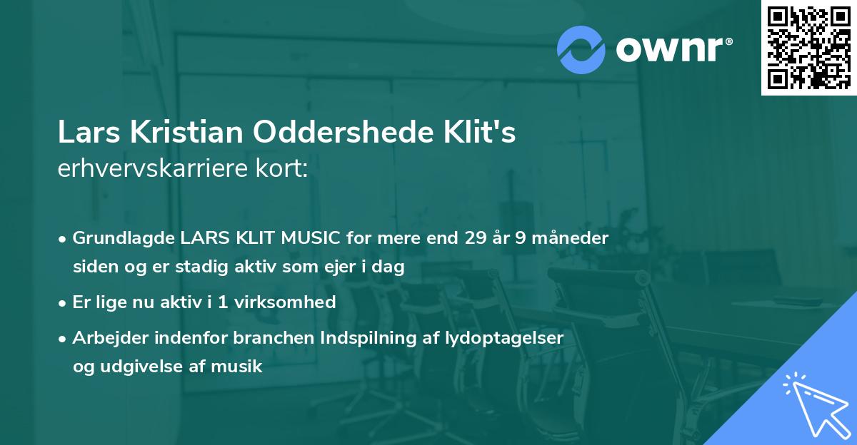 Lars Kristian Oddershede Klit's erhvervskarriere kort