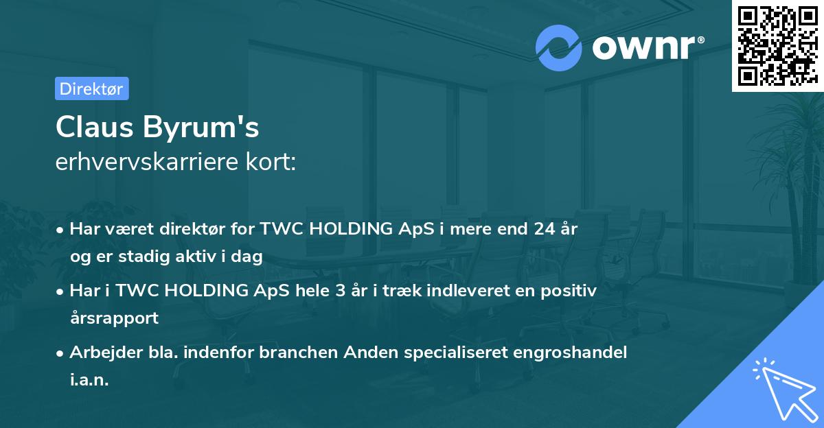 Claus Byrum's erhvervskarriere kort