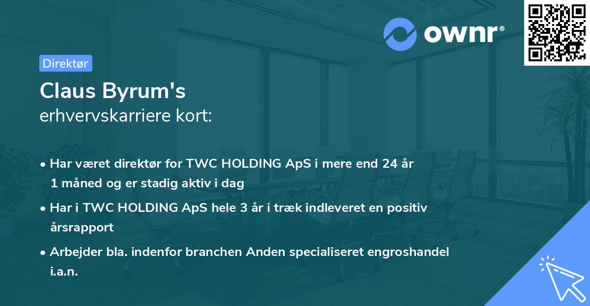 Claus Byrum's erhvervskarriere kort