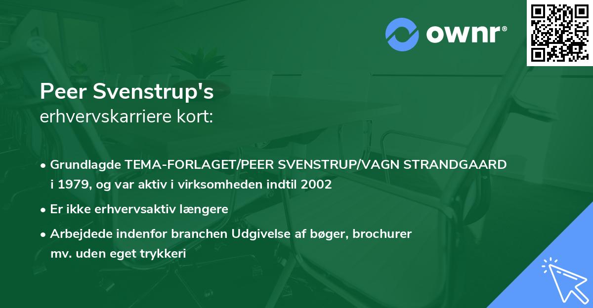 Peer Svenstrup's erhvervskarriere kort