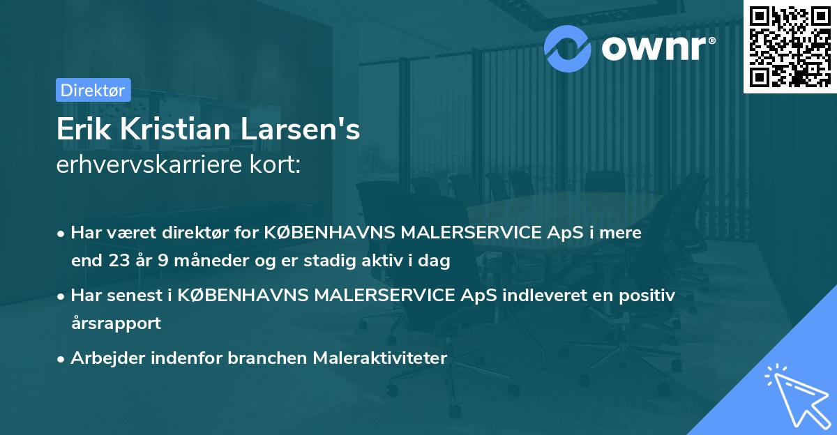 Erik Kristian Larsen's erhvervskarriere kort