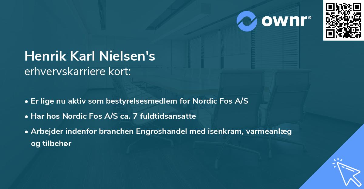 Henrik Karl Nielsen's erhvervskarriere kort