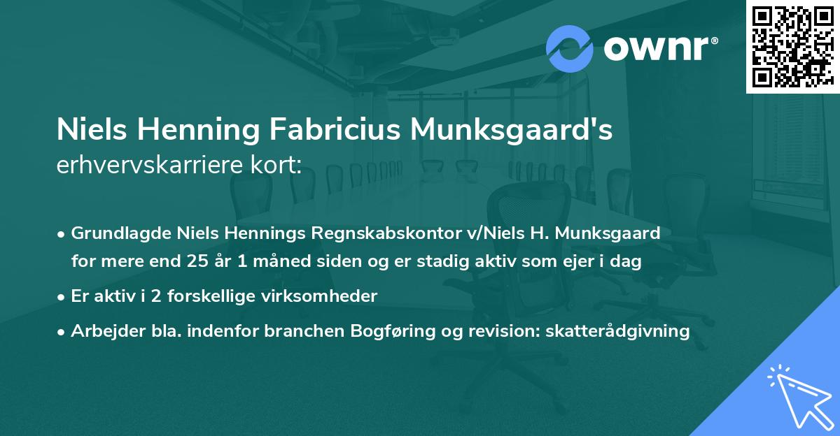 Niels Henning Fabricius Munksgaard's erhvervskarriere kort