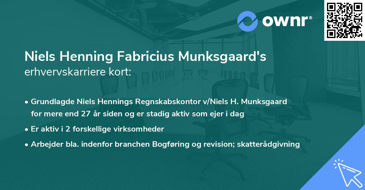 Niels Henning Fabricius Munksgaard's erhvervskarriere kort