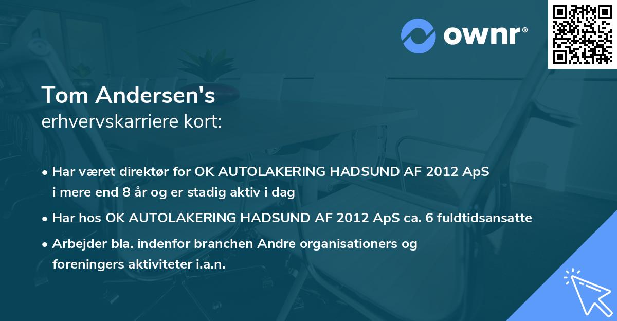 Tom Andersen's erhvervskarriere kort