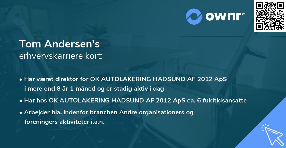 Tom Andersen's erhvervskarriere kort