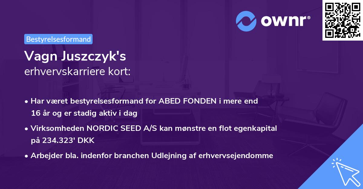 Vagn Juszczyk's erhvervskarriere kort