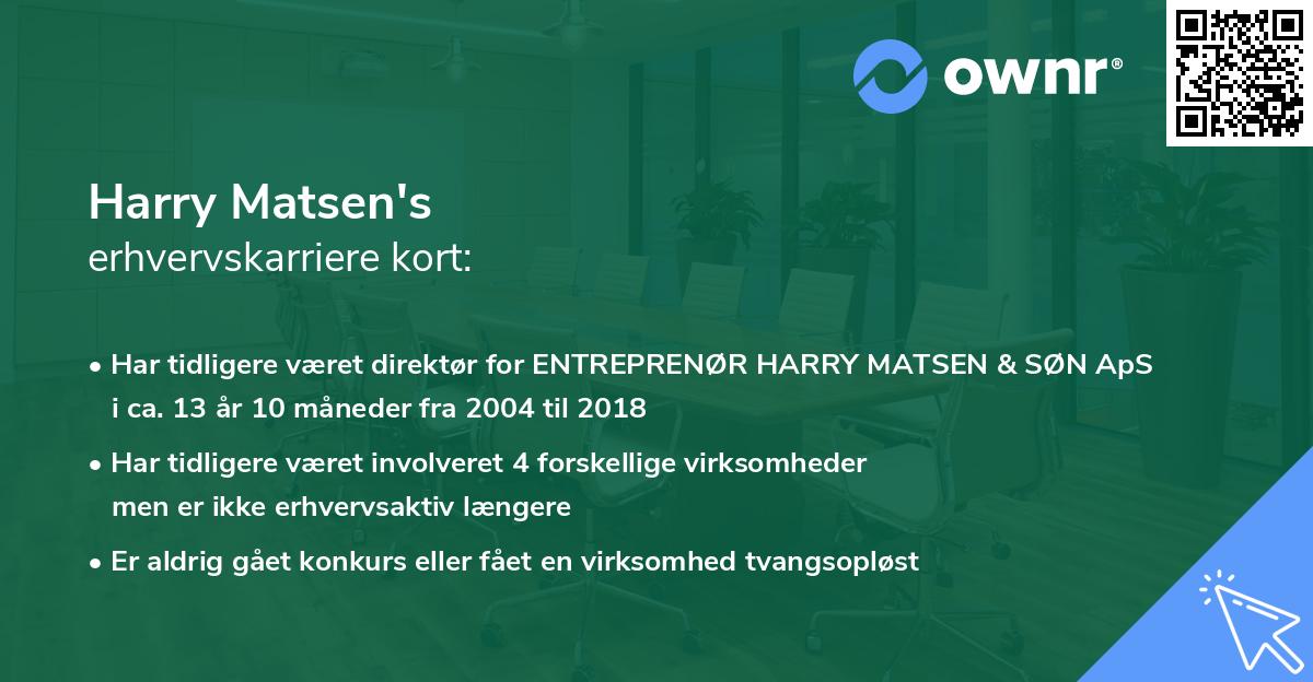 Harry Matsen's erhvervskarriere kort