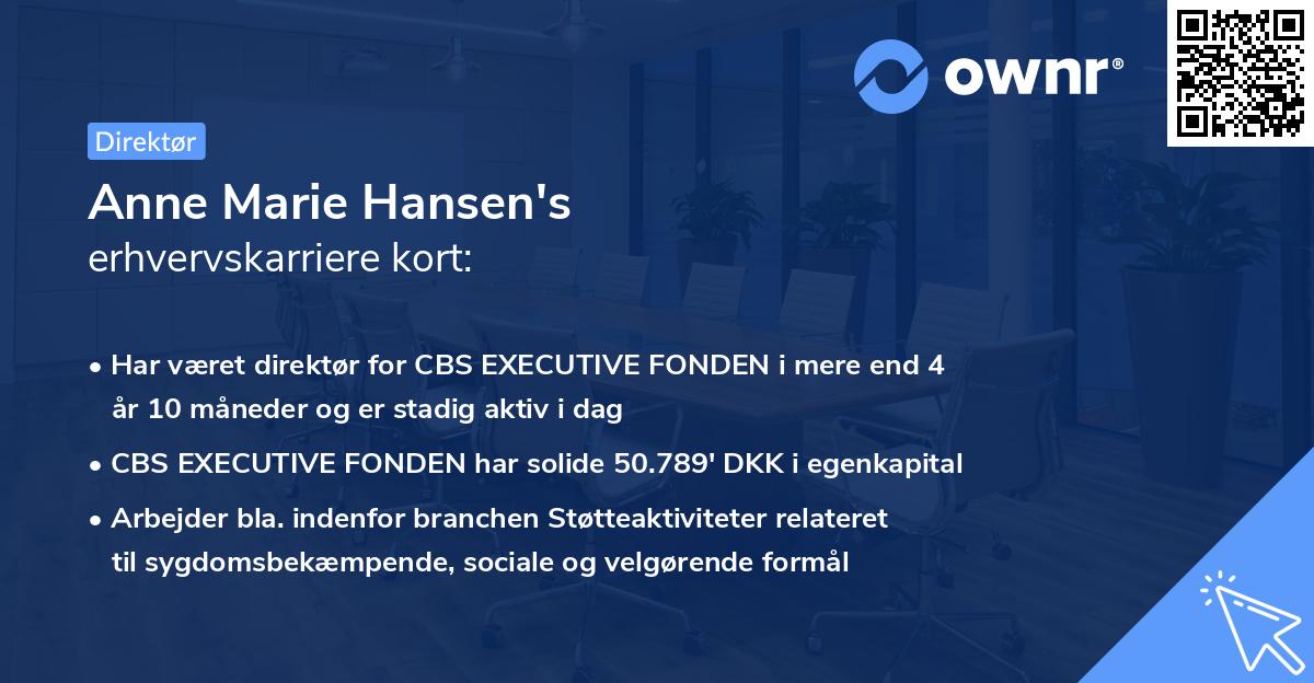 Anne Marie Hansen's erhvervskarriere kort
