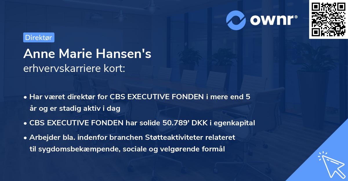 Anne Marie Hansen's erhvervskarriere kort
