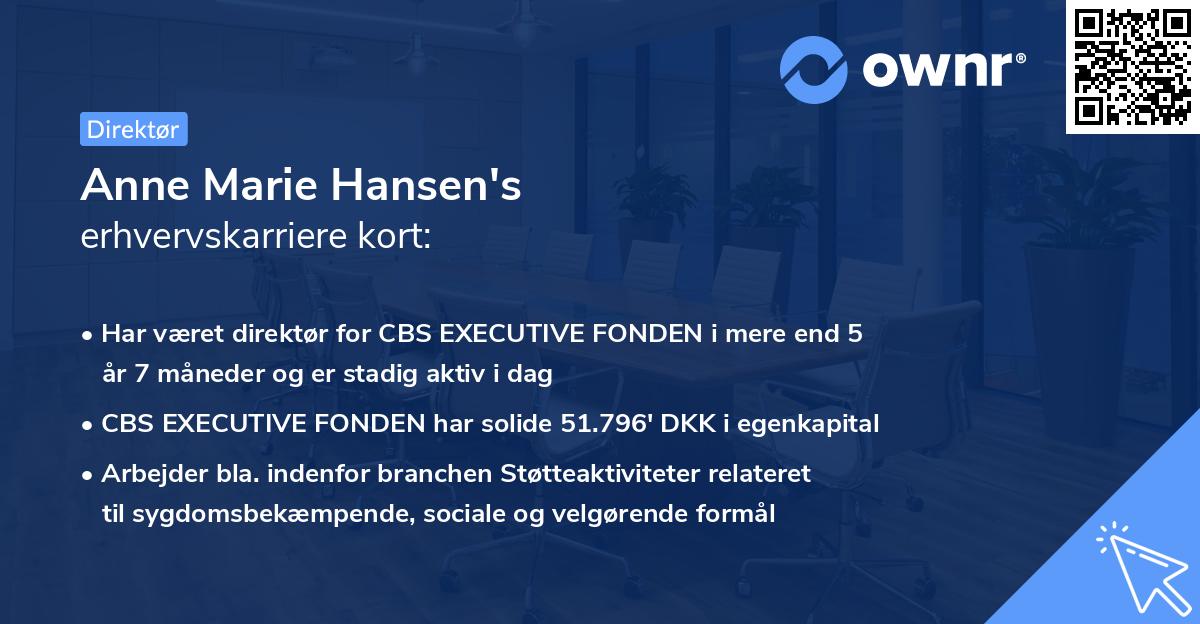 Anne Marie Hansen's erhvervskarriere kort