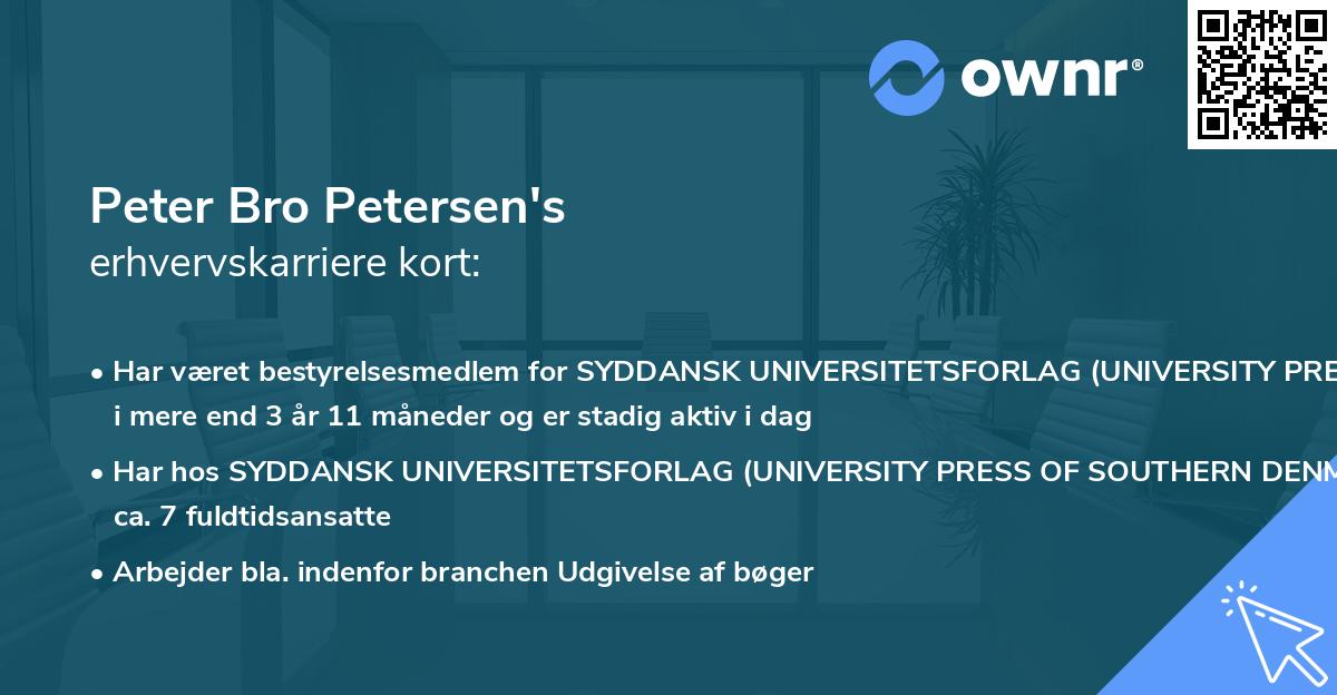 Peter Bro Petersen's erhvervskarriere kort