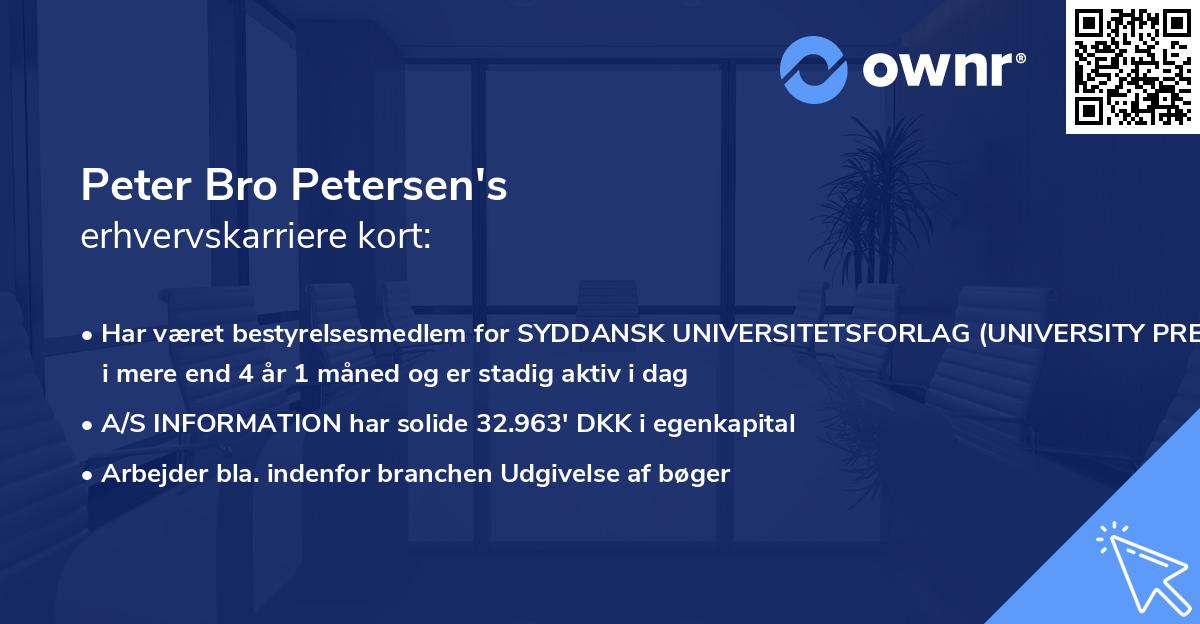 Peter Bro Petersen's erhvervskarriere kort