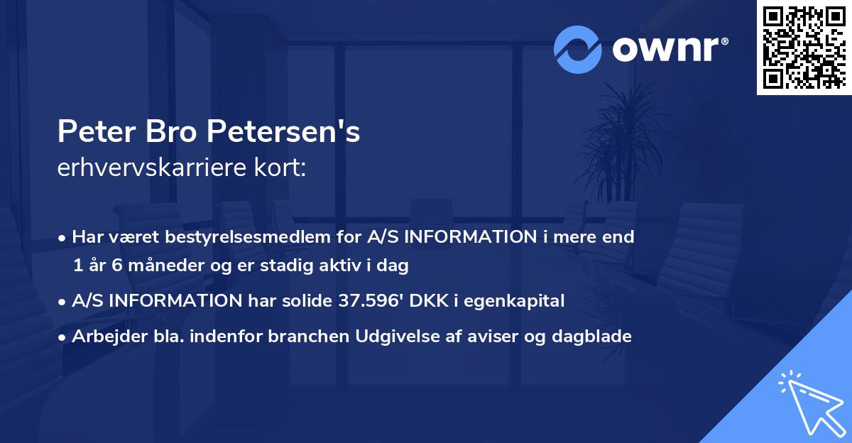 Peter Bro Petersen's erhvervskarriere kort