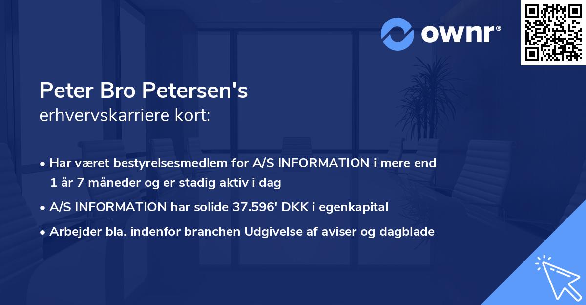 Peter Bro Petersen's erhvervskarriere kort