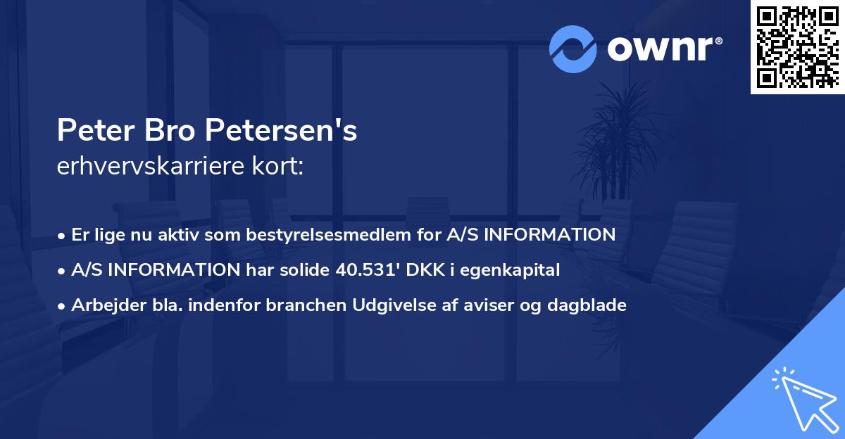 Peter Bro Petersen's erhvervskarriere kort