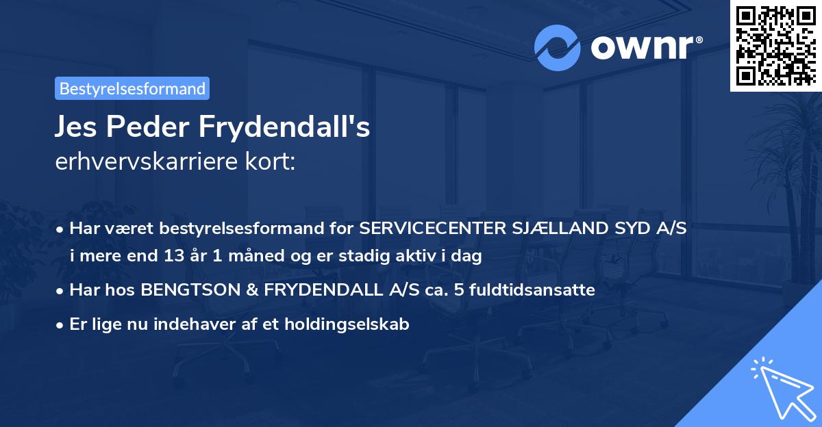 Jes Peder Frydendall's erhvervskarriere kort