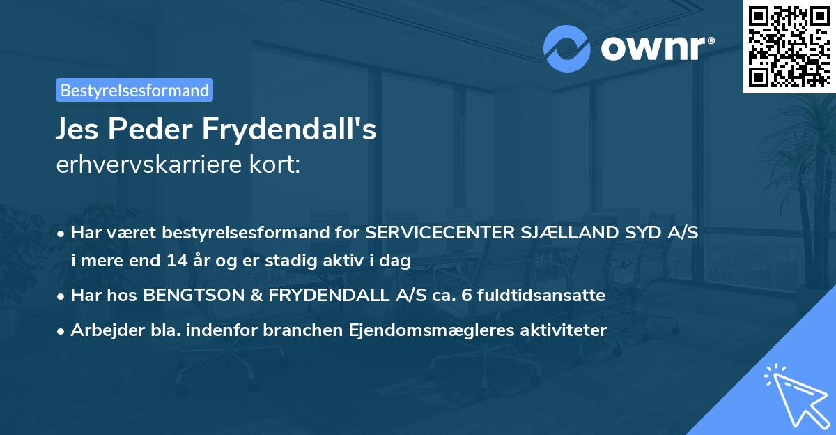 Jes Peder Frydendall's erhvervskarriere kort