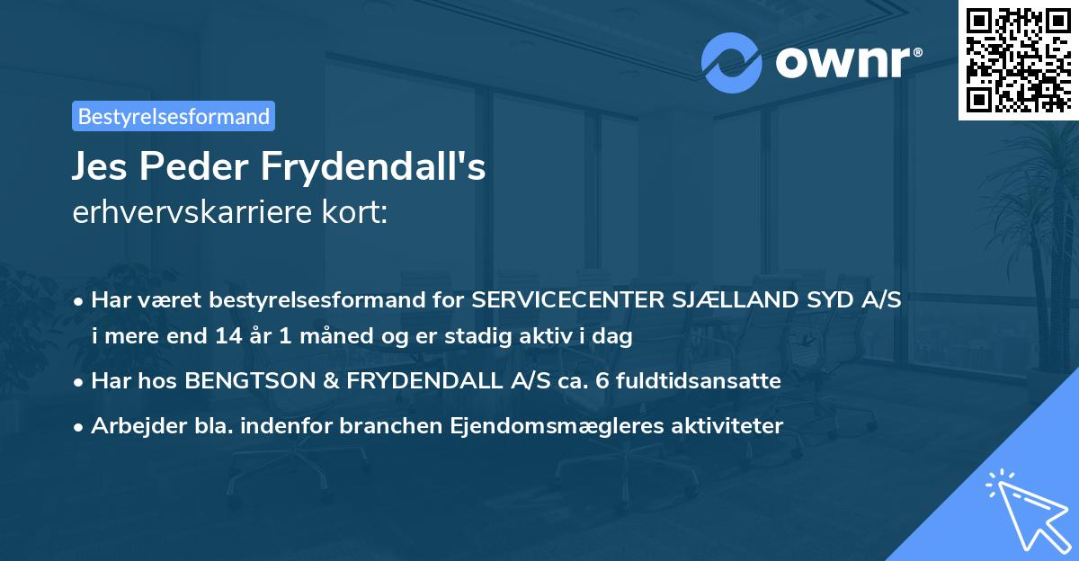 Jes Peder Frydendall's erhvervskarriere kort