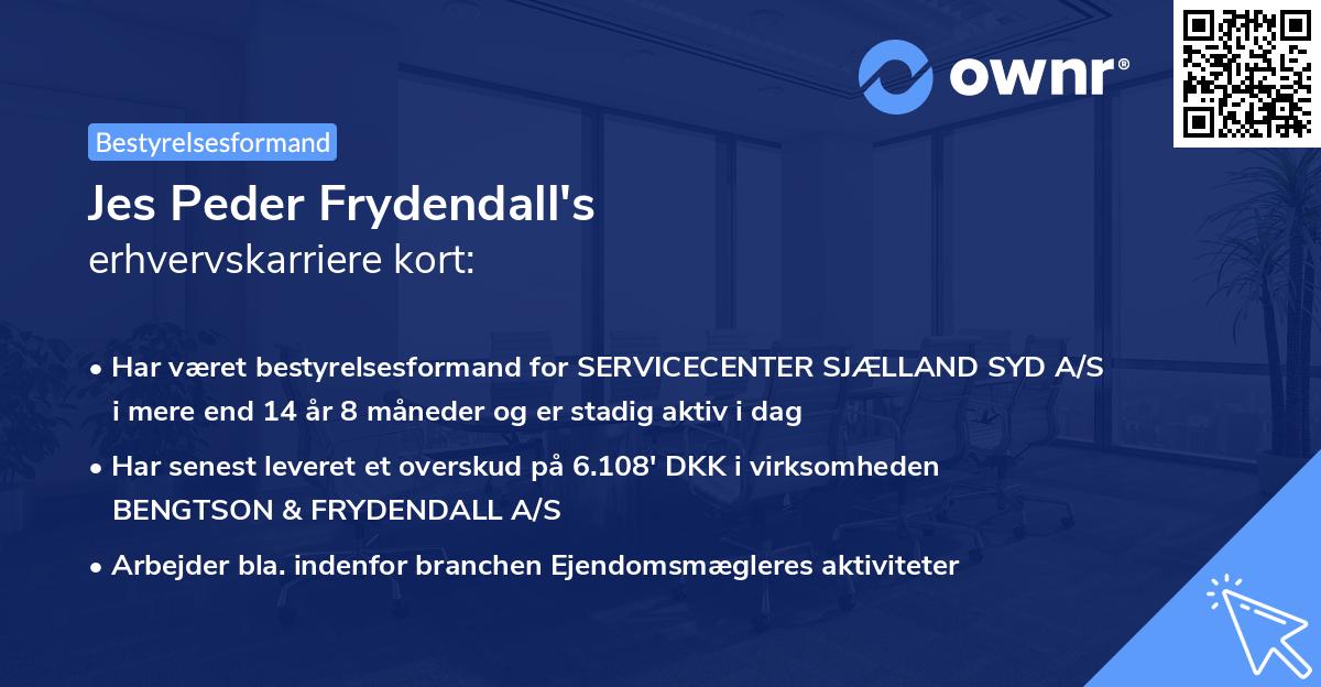 Jes Peder Frydendall's erhvervskarriere kort