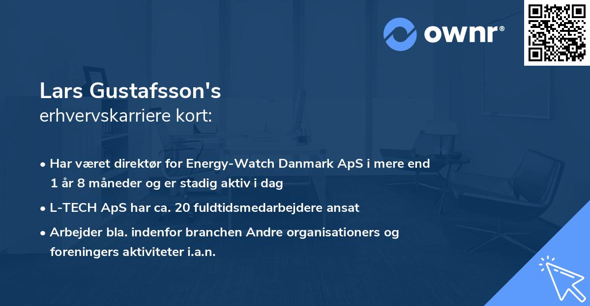 Lars Gustafsson's erhvervskarriere kort