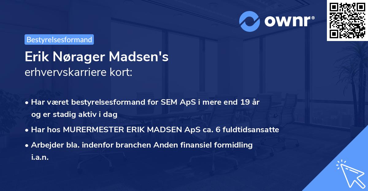 Erik Nørager Madsen's erhvervskarriere kort