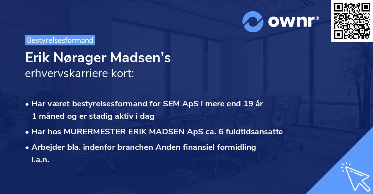 Erik Nørager Madsen's erhvervskarriere kort